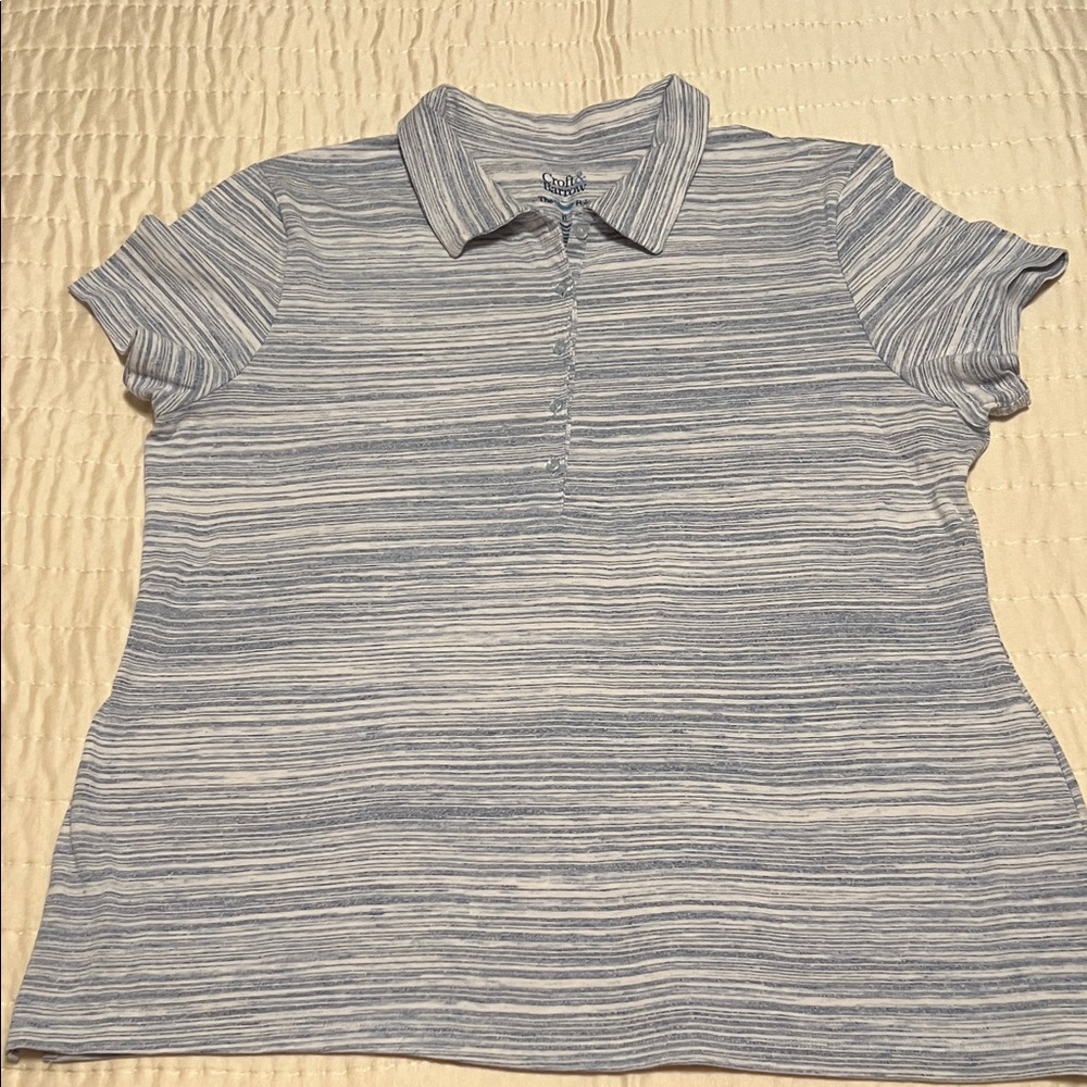 Croft & Barrow Women's Blue Striped Button Down Shirt
